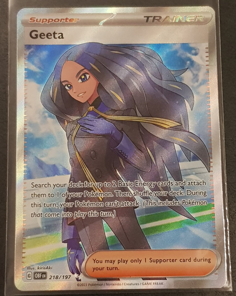 Pokemon Scarlet and Violet Obsidian Flames Geeta #218/197 Full Art Ult Rotterdam Comics Pokemon Scarlet and Violet Obsidian Flames Geeta #218/197 Full Art Ult Rotterdam Comics