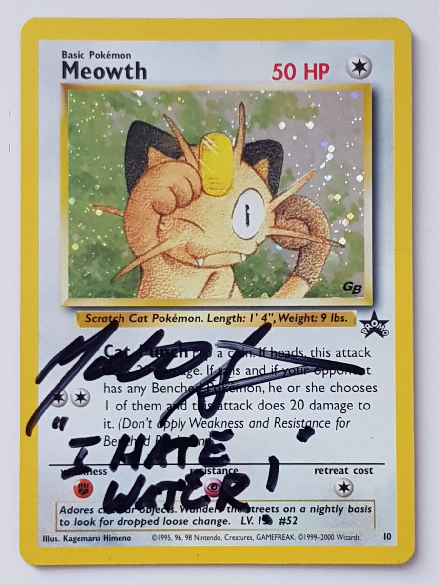 meowth holographic card Pokemon #10 Game Boy Black Star Promo Holo Trading (Signed by Matthew Sussman) Artwork:Typhlosion Ready To Play [Colorless]. Most Expensive Porygon Pokémon