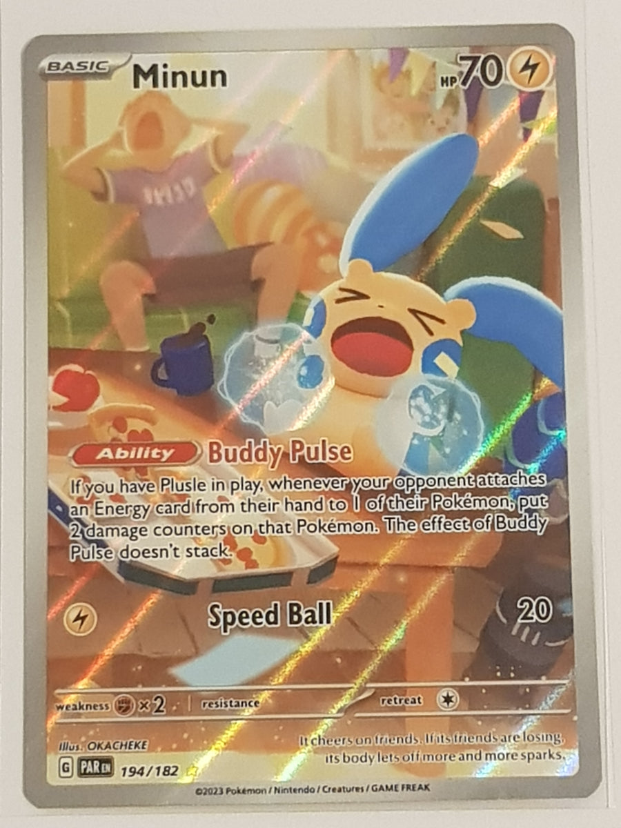 Pokemon Scarlet and Violet Paradox Rift Minun #194/182 Full Art illust Rotterdam Comics Pokemon Scarlet and Violet Paradox Rift Minun #194/182 Full Art illust Rotterdam Comics