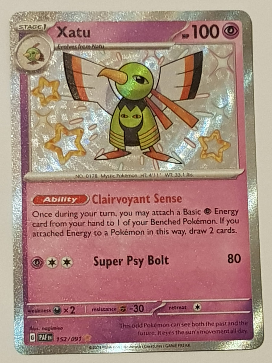 types of pokemon card rarity Pokemon Scarlet and Violet Paldean Fates Xatu #152/091 Shiny Rare Trad –  Rotterdam Comics