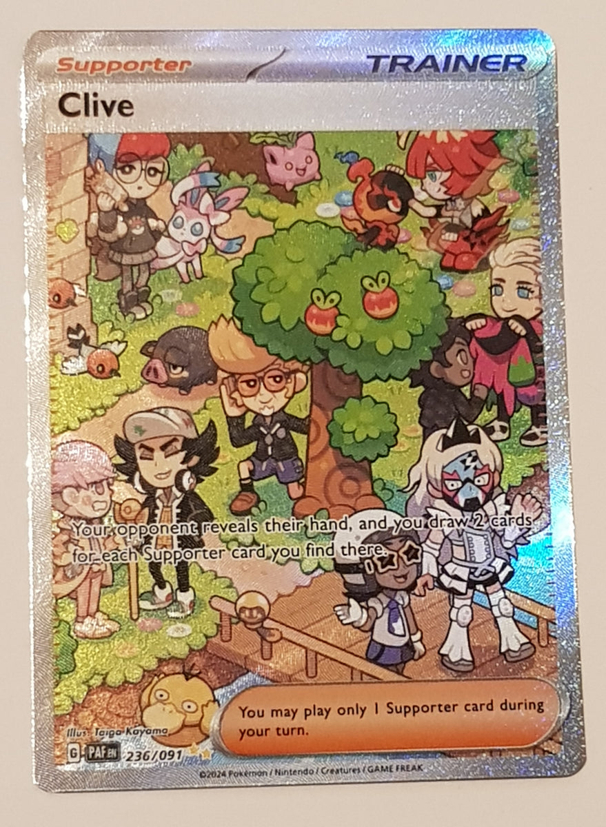 clive pokemon card price Pokemon Scarlet and Violet Paldean Fates Clive #236/091 Special  Illustration Rare Holo Trading Card