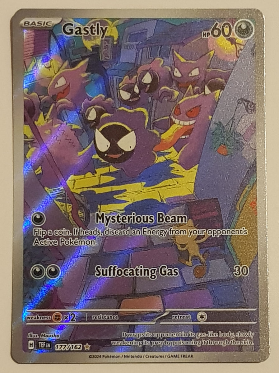 Pokemon Scarlet and Violet Temporal Forces Gastly #177/162 Illustration  Rare Holo Trading Card