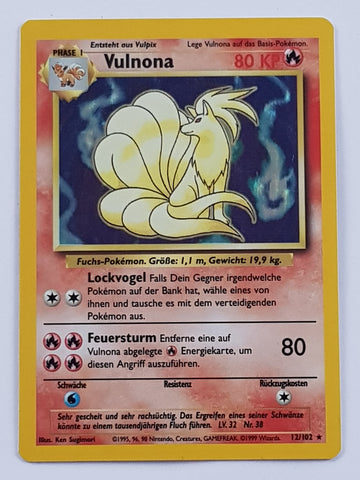 Pokemon German Base Vulnona (Ninetales) #12/102 Holo Trading Card