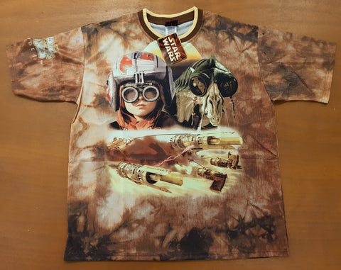 1999 Star Wars Episode One Phantom Menace Tatooine Anakin Skywalker All Over Print T-shirt XL Light Brown (Vtg)