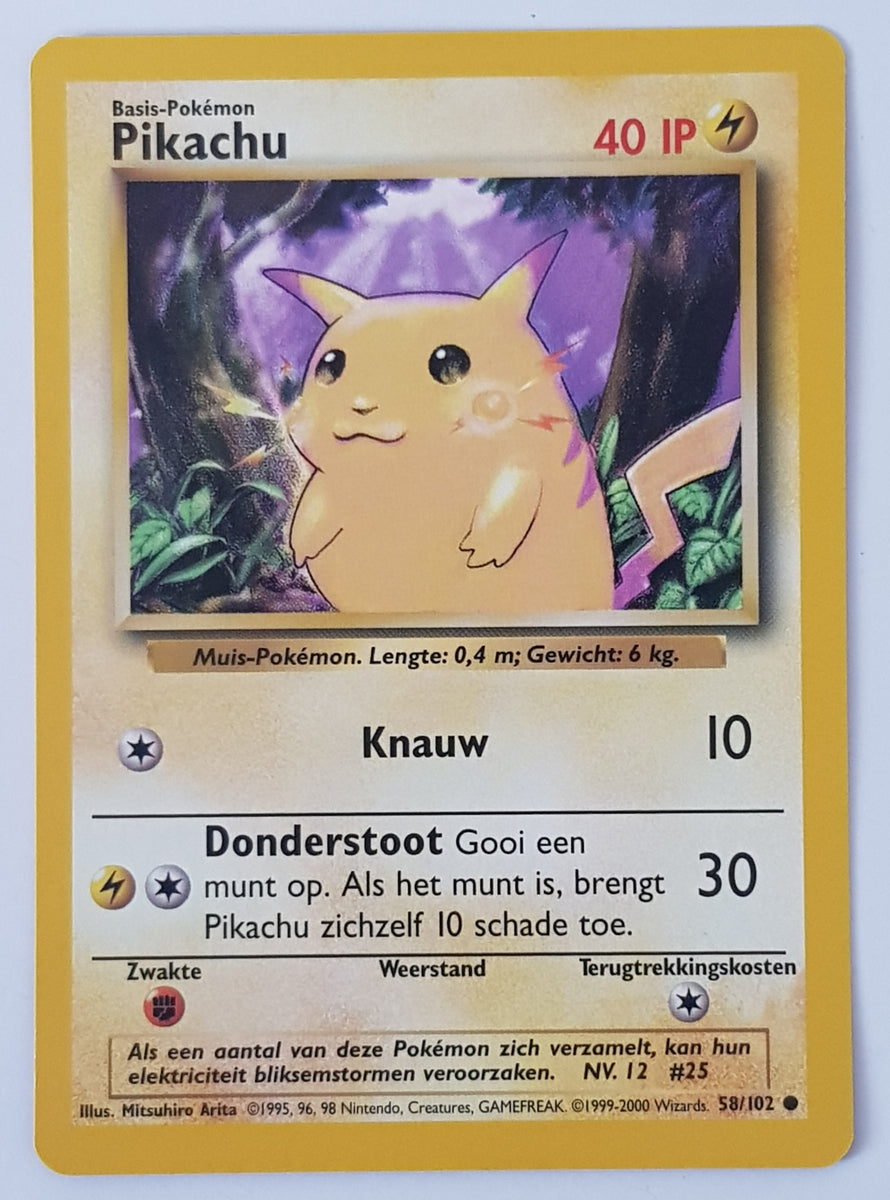 Pokemon Dutch Base Pikachu #58/102 Trading Card Rotterdam Comics Pokemon Dutch Base Pikachu #58/102 Trading Card Rotterdam Comics