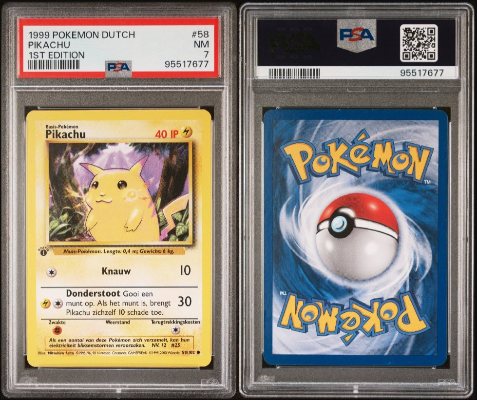 Pokemon Dutch Base Set (1st Edition) Pikachu #58/102 PSA 7 Trading Card