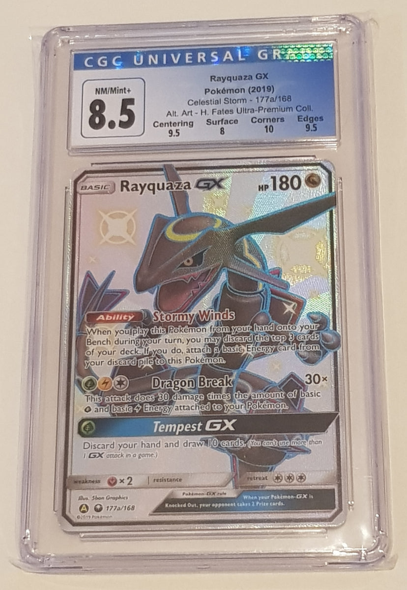 Pokemon Sun and Moon Celestial Storm Rayquaza GX #177a/168 CGC 8.5 Secret  Rare Holo Trading Card