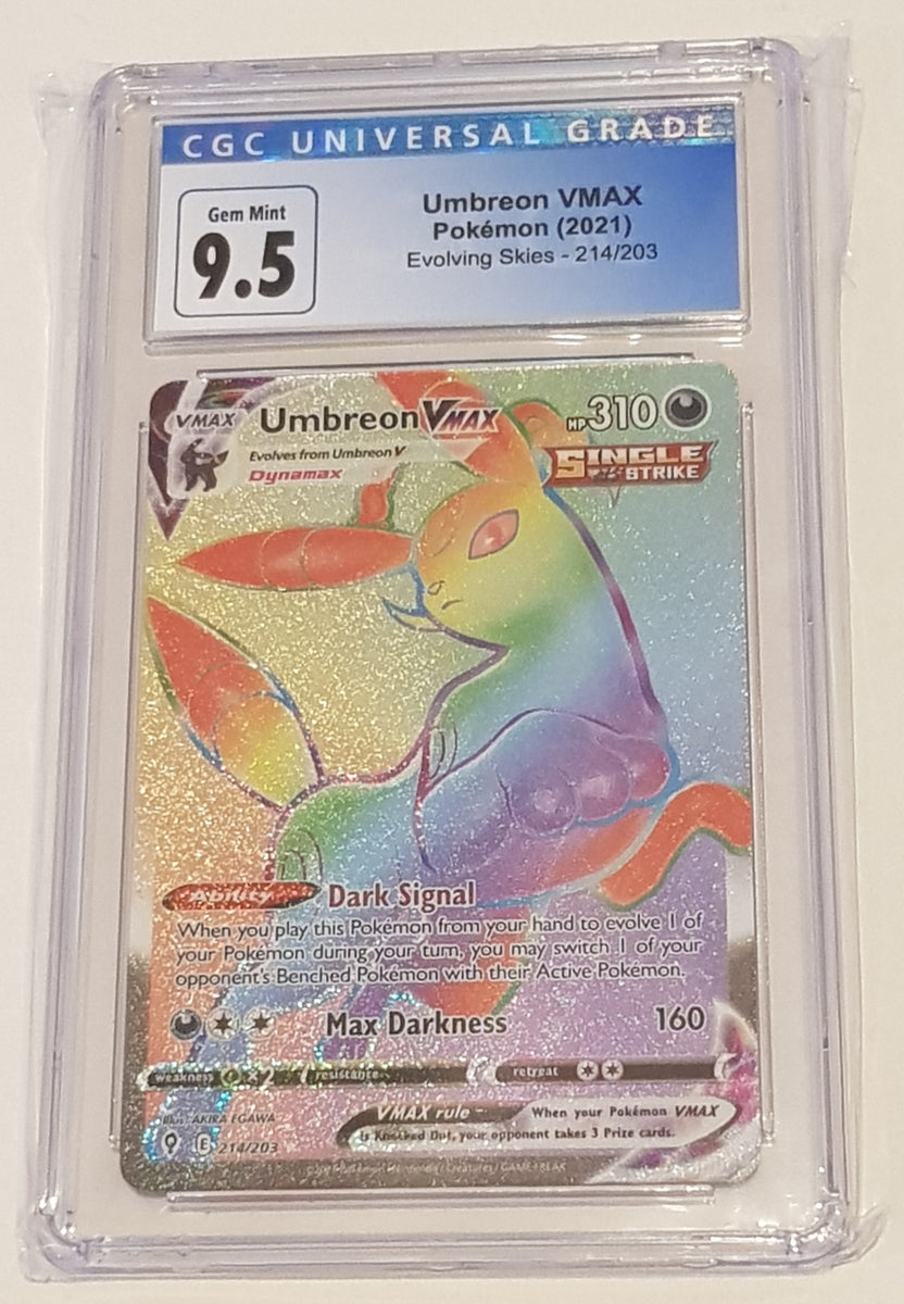 Pokemon Sword and Shield Evolving Skies Umbreon Vmax #214/203 CGC 9.5 Rotterdam Comics Pokemon Sword and Shield Evolving Skies Umbreon Vmax #214/203 CGC 9.5 Rotterdam Comics