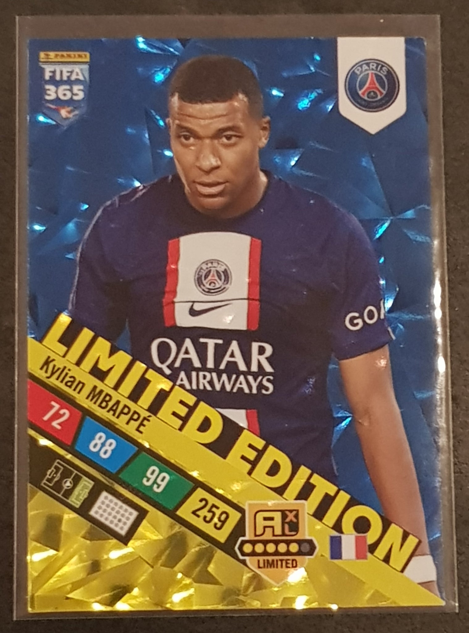 fifa 365 limited edition cards 2022-23 Panini Adrenalyn FIFA 365 Kylian Mbappe Limited Edition Trading Card