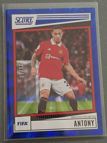 2021-22 Panini Score FIFA Antony #188 Blue Laser Parallel /60 Trading Card (Jersey Number)