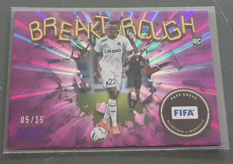2022-23 Panini Score FIFA Breakthrough Pape Gueye #21 Purple Laser Parallel /15 Rookie Card