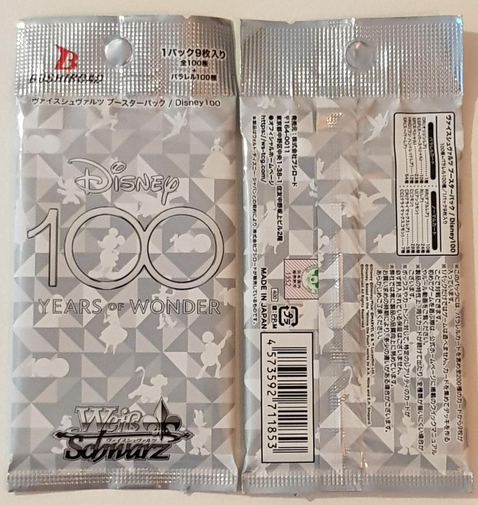 weiss schwarz disney 100 years of wonder booster box Ready Stock Weiss Schwarz TCG Disney 100 16 booster packs per box 9 cards per pack This product is imported from Japan Weiss Schwarz - Disney 100