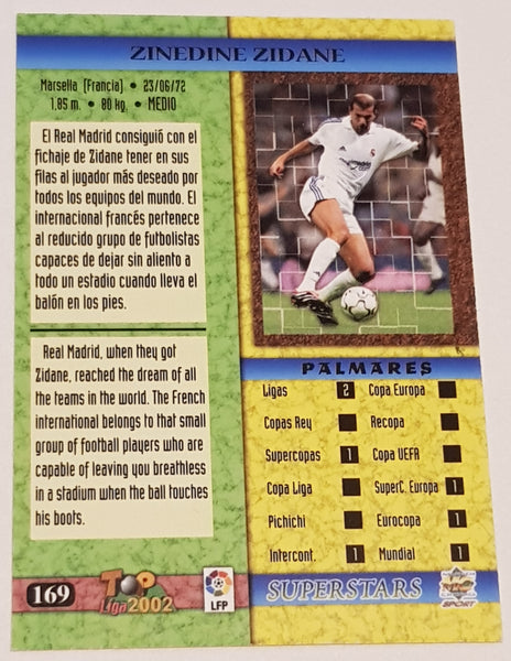 2001 Mundicromo Top Liga Zinedine Zidane #169 Trading Card