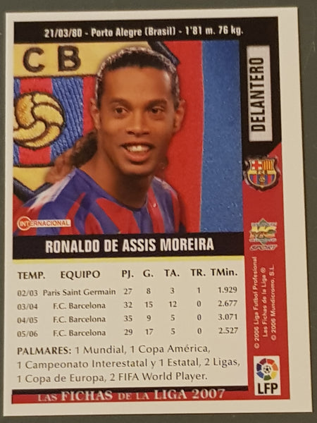 2007 Las Fichas de La Liga Mundicromo Ronaldinho #22 Trading Card