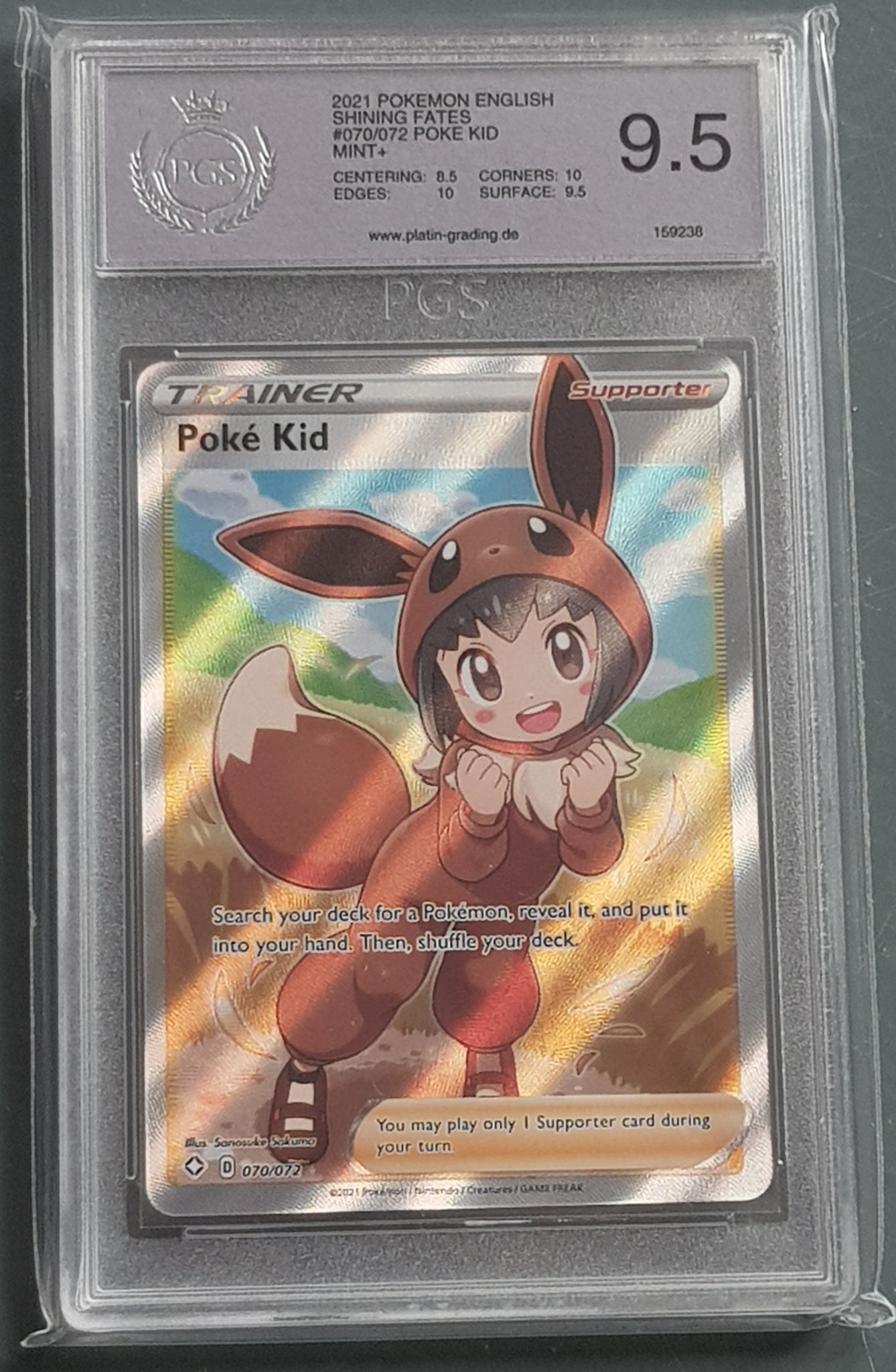 Pokemon Sword and Shield Shining Fates Poke Kid #70/72 PGS 9.5 Ultra Rare Holo Trading Card