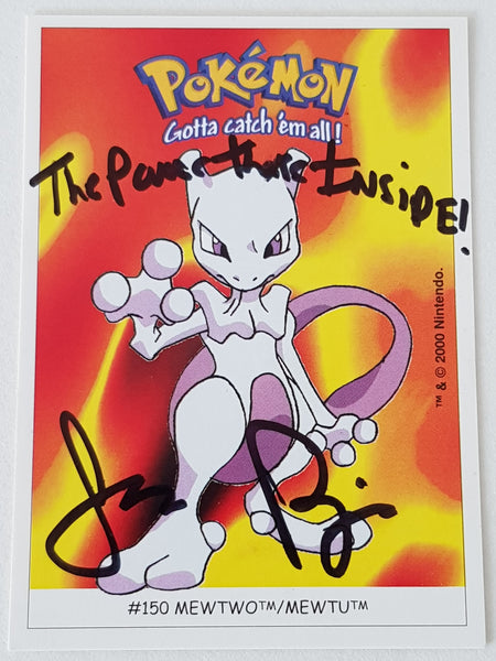Pokemon #150 - Mewtwo Dunkin Trading Card Sticker (Signed by Jason Paige)