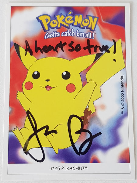 Pokemon #25 - Pikachu Dunkin Trading Card Sticker (Signed by Jason Paige)