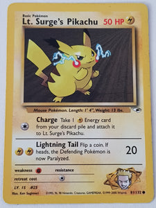 Pokemon Gym Heroes Lt. Surge's Pikachu #81/132 Trading Card