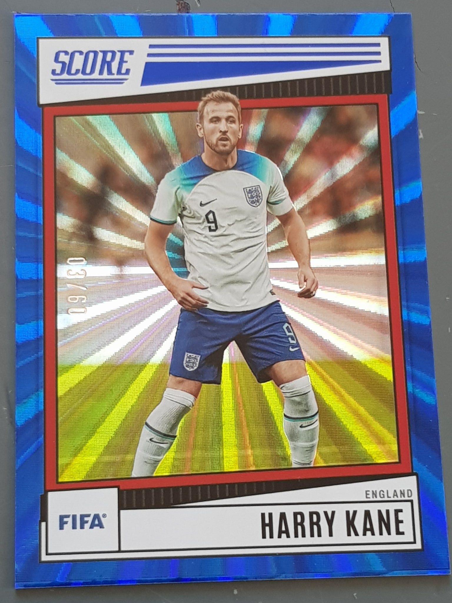 2022-23 Panini Score FIFA Harry Kane #45 Blue Laser Parallel /60 Trading Card