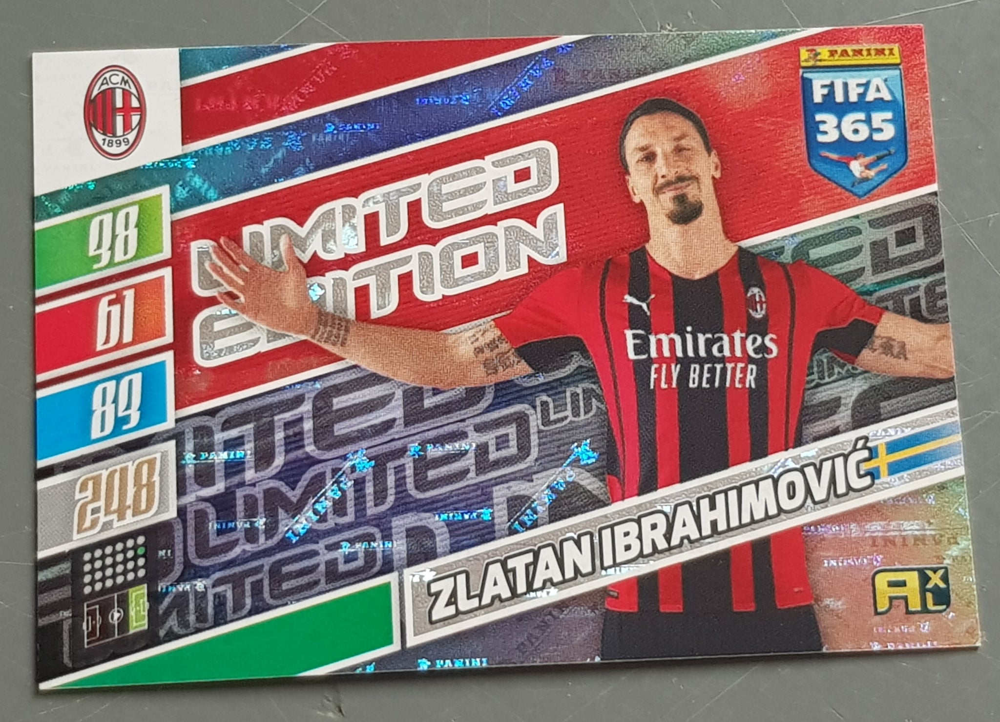zlatan ibrahimovic limited edition card 2021-22 Panini Adrenalyn FIFA 365 Zlatan Ibrahimovic Limited Edition Trading Card