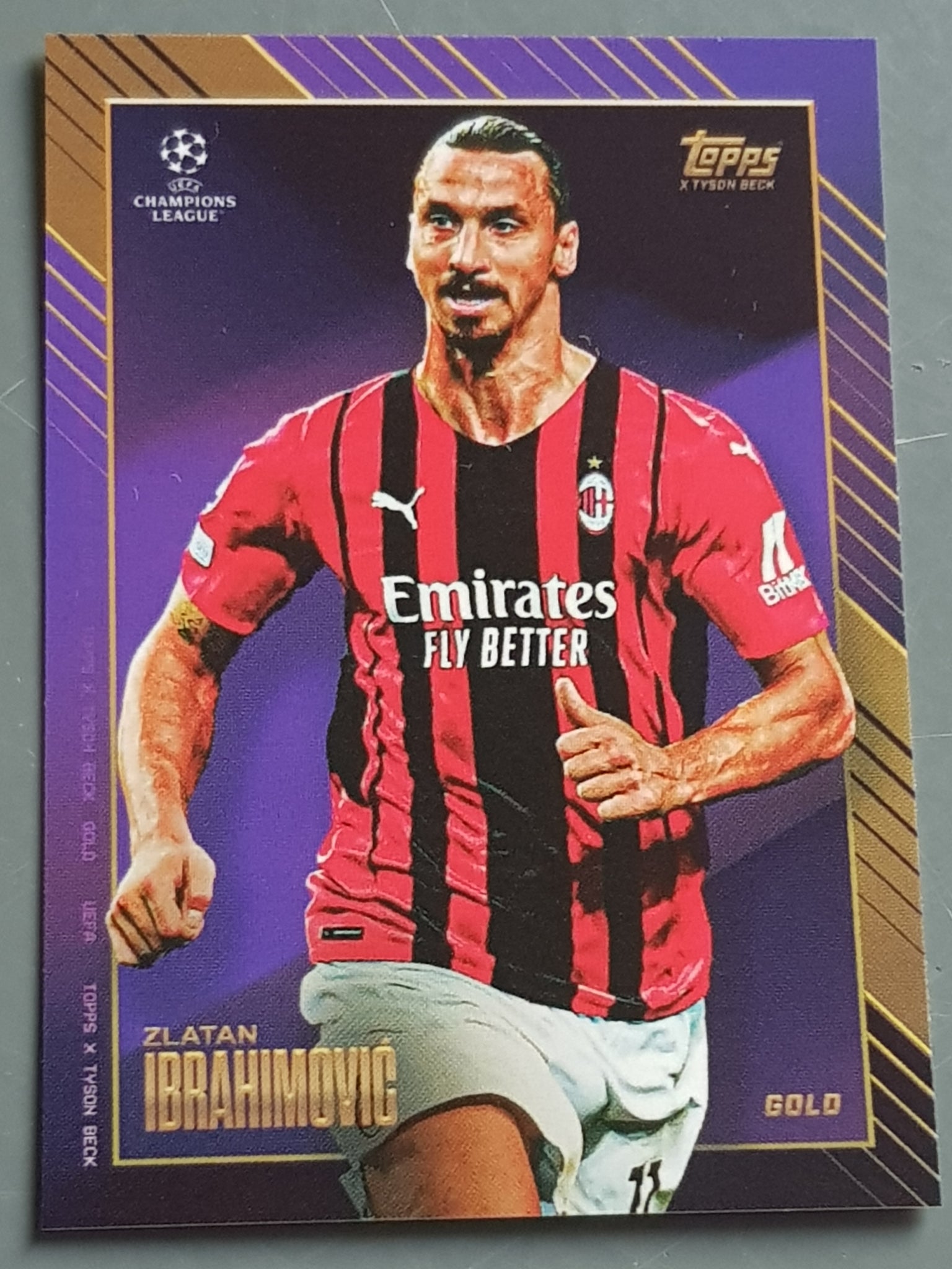 2021-22 Topps Gold x Tyson Beck Zlatan Ibrahimovic Trading Card