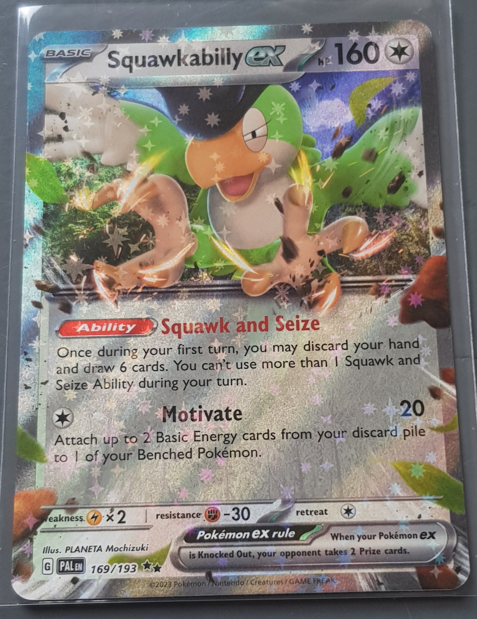Pokemon Scarlet and Violet Paldea Evolved Squawkabilly Ex #169/193 Hol Rotterdam Comics Pokemon Scarlet and Violet Paldea Evolved Squawkabilly Ex #169/193 Hol Rotterdam Comics