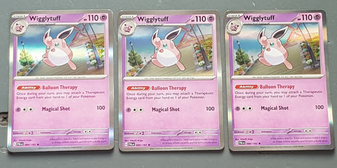 Pokemon Scarlet and Violet Paldea Evolved Wigglytuff #084/193 Holo Trading Card Lot (3x)