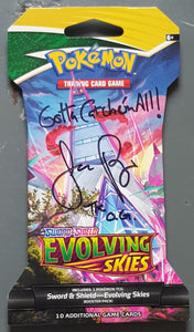 Pokemon Evolving Skies Sealed Sleeved Trading Card Booster Pack (Signed by Jason Paige)
