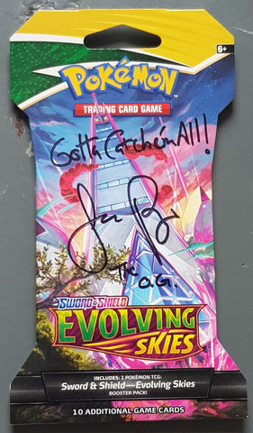Pokemon Evolving Skies Sealed Trading Card Sleeved Pack (Signed by Jason Paige)