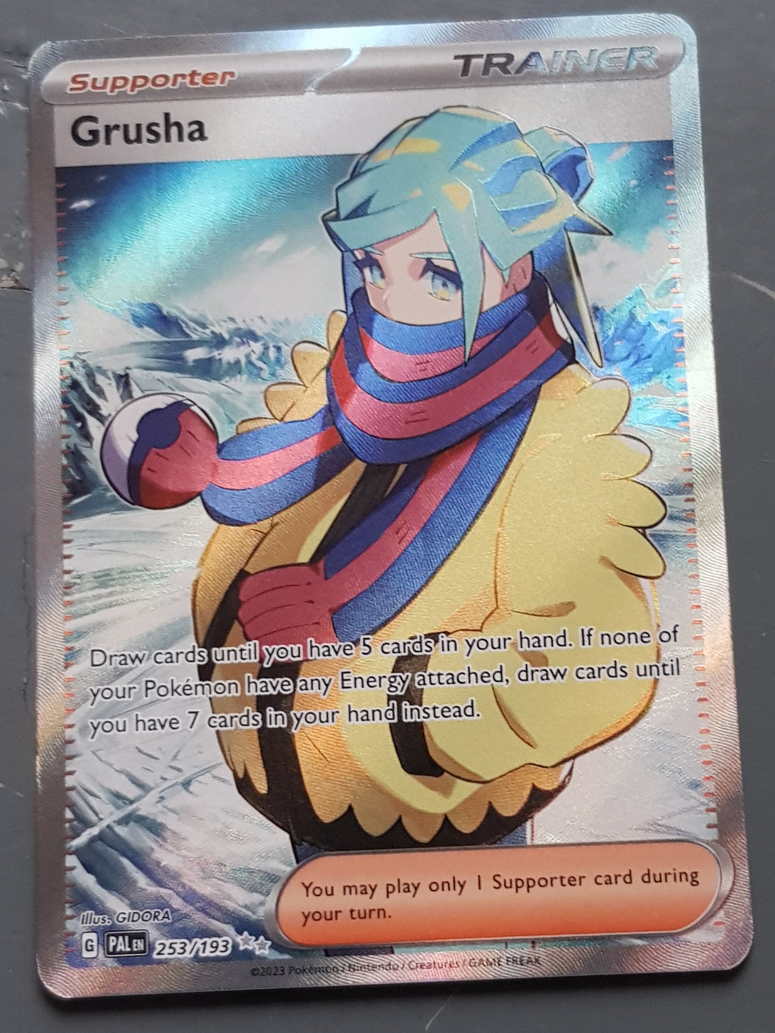 pokemon scarlet and violet cards full art Pokemon Scarlet and Violet Paldea Evolved Grusha #253/193 Full Art Trainer Holo Trading Card