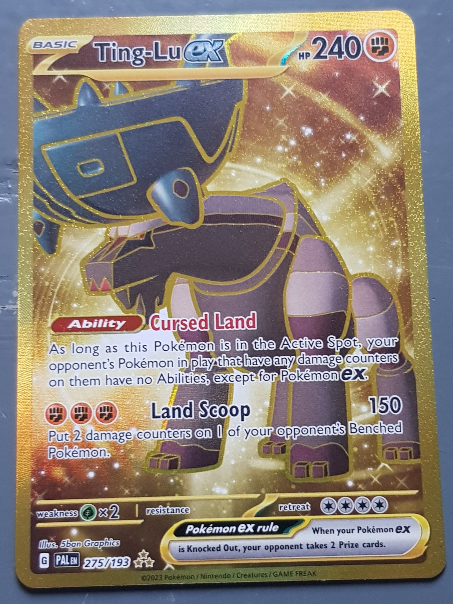 Pokemon Scarlet and Violet Paldea Evolved Ting-Lu Ex #275/193 Gold Hol Rotterdam Comics Pokemon Scarlet and Violet Paldea Evolved Ting-Lu Ex #275/193 Gold Hol Rotterdam Comics
