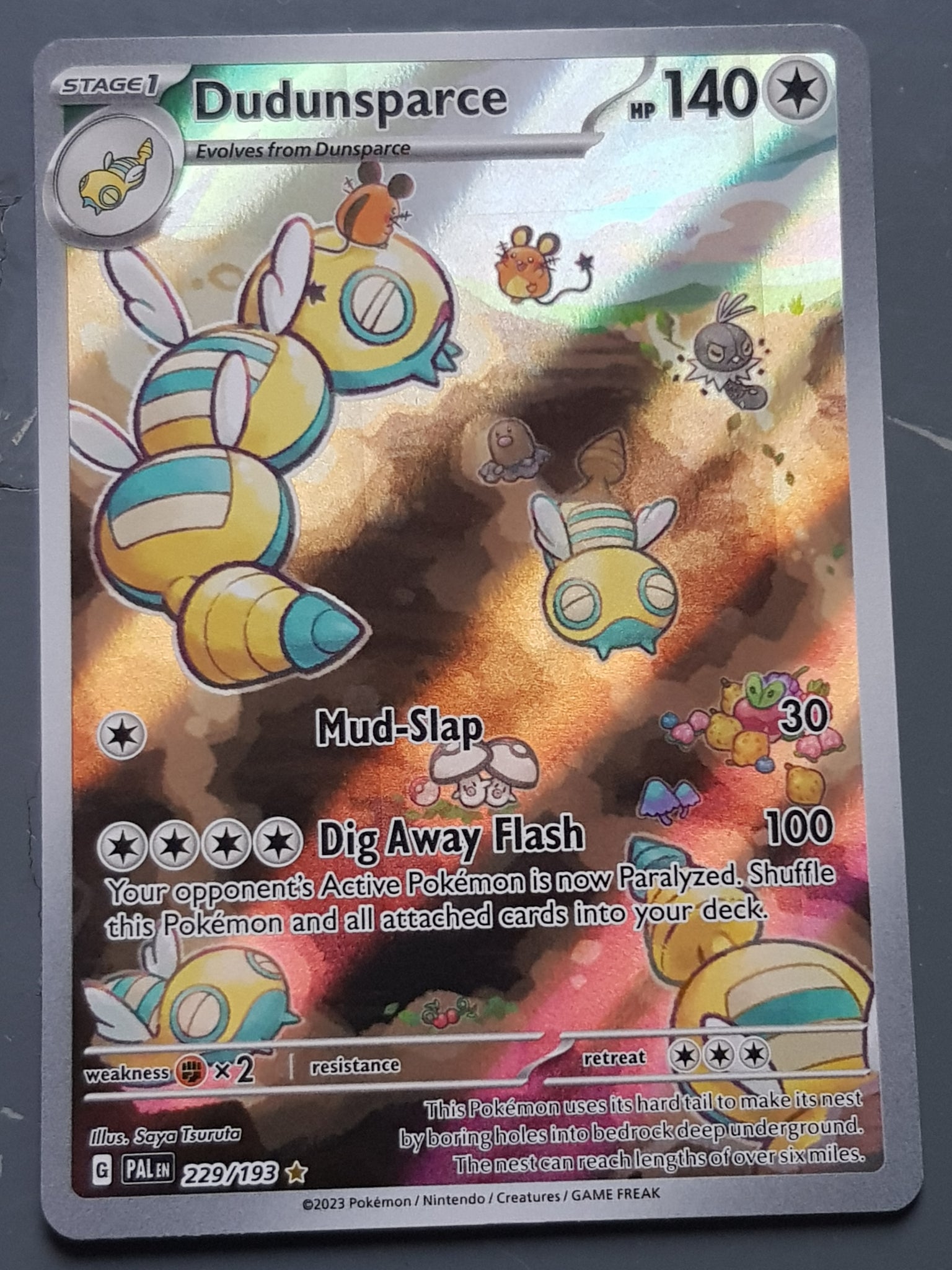 dudunsparce pokemon card Pokemon Scarlet and Violet Paldea Evolved Dudunsparce #229/193 Full Ar – Rotterdam Comics