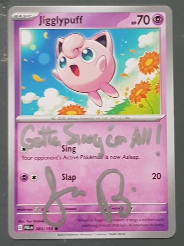 Pokemon Scarlet and Violet Paldea Evolved Jigglypuff #083/193 Trading Card (Signed by Jason Paige)