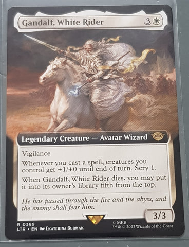 Magic the Gathering Lord of the Rings Gandalf, White Rider LTR #389 (Extended Art) Trading Card
