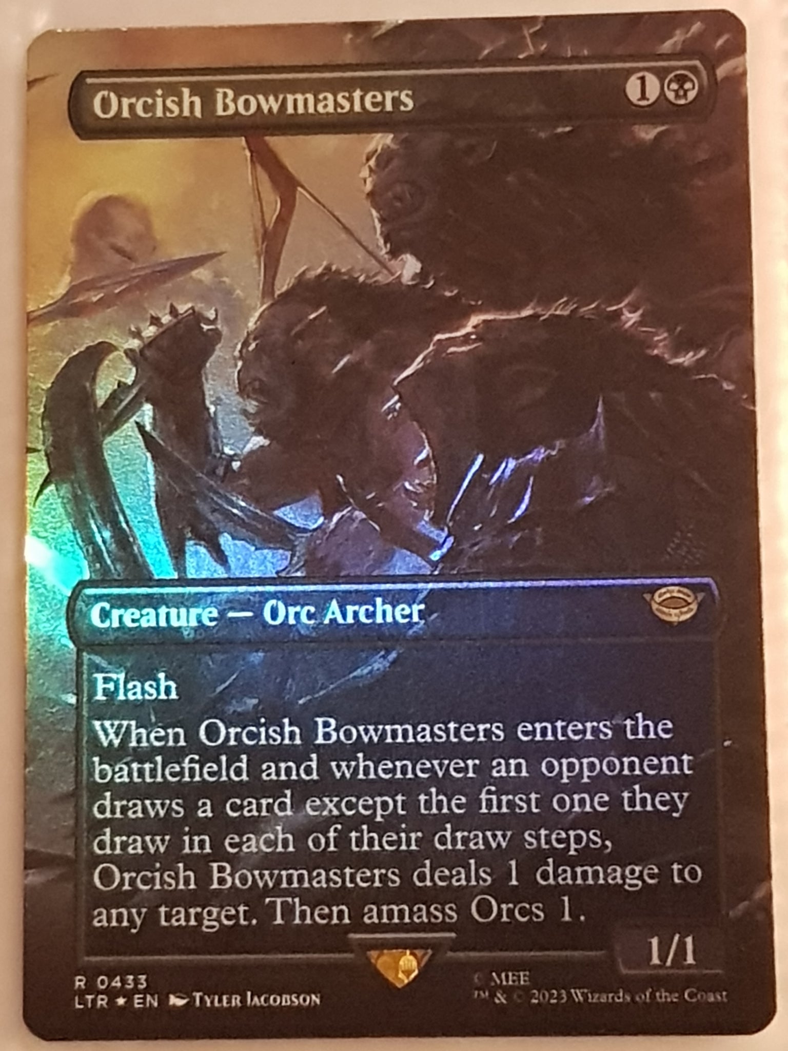 Magic the Gathering Lord of the Rings Orcish Bowmasters LTR #433 (Full Art) Foil Trading Card
