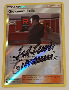 Pokemon Sun and Moon Hidden Fates Giovanni's Exile #57/68 Reverse Holo Trading Card (Signed by Ted Lewis)