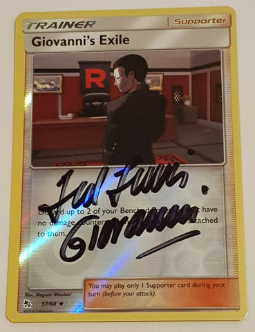 Pokemon Sun and Moon Hidden Fates Giovanni's Exile #57/68 Reverse Holo Trading Card (Signed by Ted Lewis)