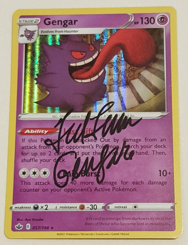 Pokemon Sword and Shield Chilling Reign Gengar #057/198 Holo Rare Trading Card (Signed by Ted Lewis)