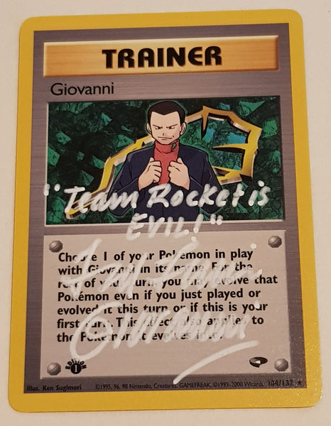 Pokemon Gym Challenge Giovanni (1st Edition) #104/132 Non-Holo Trading Card (Signed by Ted Lewis)