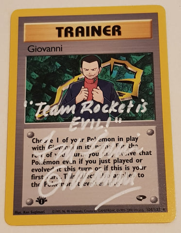Pokemon Gym Challenge Giovanni (1st Edition) #104/132 Non-Holo Trading Card (Signed by Ted Lewis)