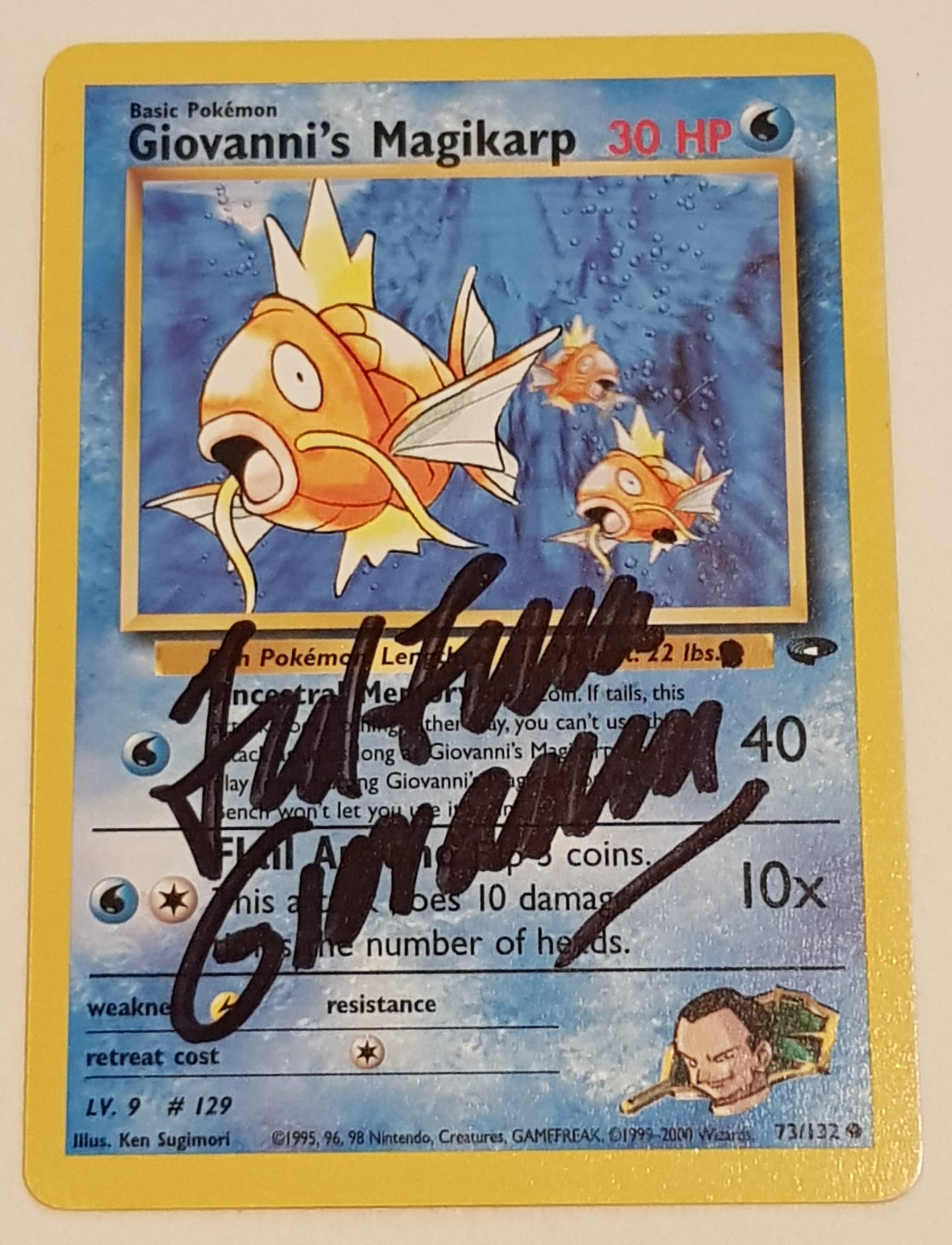 Pokemon Gym Challenge Giovanni's Magikarp #73/132 Trading Card (Signed by Ted Lewis)