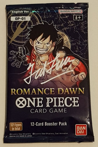 One Piece Card Game OP-01 Romance Dawn Sealed Booster Pack (Signed by Ted Lewis)
