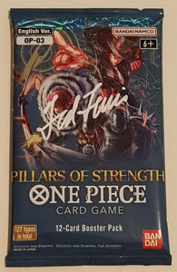 One Piece Card Game OP-03 Pillars of Strength Sealed Booster Pack (Signed by Ted Lewis)