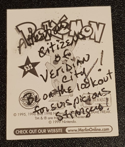 1999 Merlin Pokemon Officer Jenny #s32 Foil Sticker (Signed by Lee Quick)