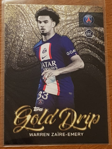 2022-23 Topps Paris Saint-Germain Team Set Gold Drip Warren Zaïre-Emery #47 Rookie Card
