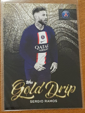2022-23 Topps Paris Saint-Germain Team Set Gold Drip Sergio Ramos #50 Trading Card