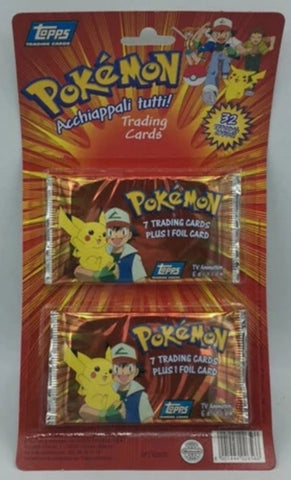 1999 Pokemon Topps Series 1 Sealed (4) Trading Card Pack on Blister Card Packaging (Italian Market Only)