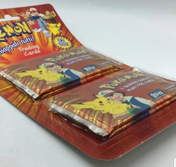 1999 Pokemon Topps Series 1 Sealed (4) Trading Card Pack on Blister Card Packaging (Italian Market Only)