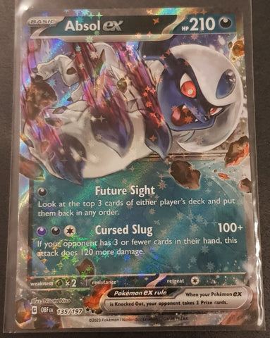 Pokemon Scarlet and Violet Obsidian Flames Absol Ex #135/197 Holo Trading Card
