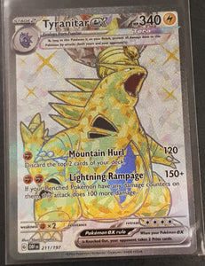 Pokemon Scarlet and Violet Obsidian Flames Tyranitar Ex #211/197 Full Art Secret Rare Holo Trading Card
